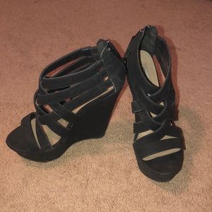 Steve Madden black wedges.